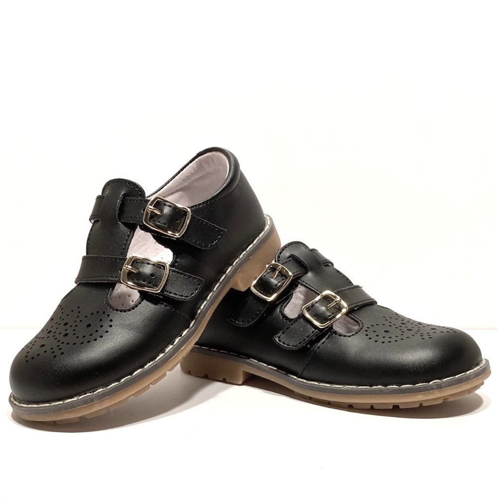 L'AMOUR ~ Beatrix Double T-Strap Mary Jane ~ Black ~ Size Toddler US 9